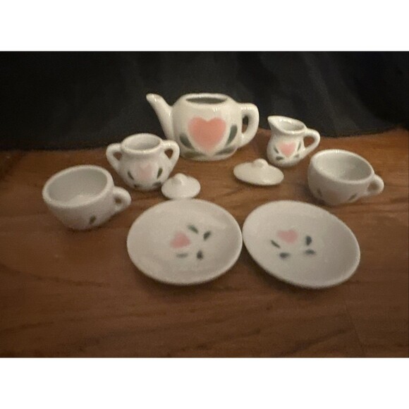 Vintage 9pc Mini Dollhouse Child Tea Set Vintage - Picture 3 of 5